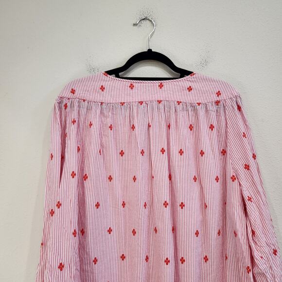 St. John Bay Stripes Embroidered Floral 3/4 Sleeve Blouse Red Pink Size 2X - Picture 7 of 8